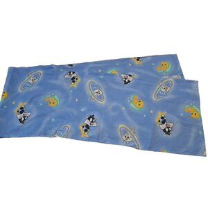 Vintage Baby Looney Tunes Window Valance Blue Nursery Bugs Bunny Cartoon 68x13